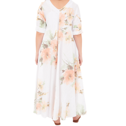 VERA MAY ITALIAN LINEN BIANCO DRESS 2976
