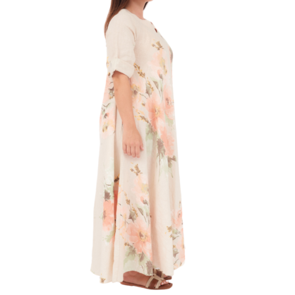 VERA MAY ITALIAN LINEN BEIGE DRESS 2976