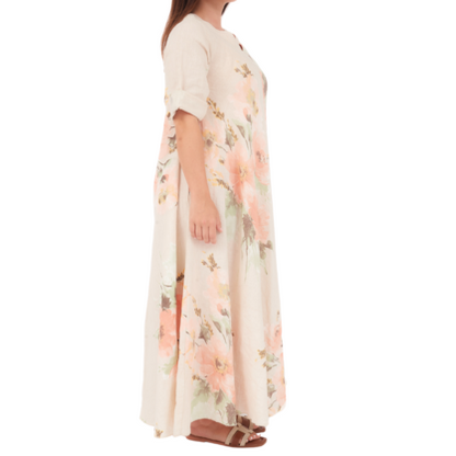 VERA MAY ITALIAN LINEN BEIGE DRESS 2976