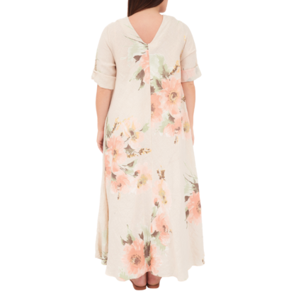 VERA MAY ITALIAN LINEN BEIGE DRESS 2976