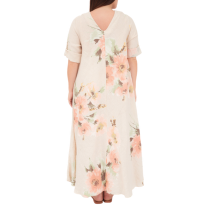 VERA MAY ITALIAN LINEN BEIGE DRESS 2976