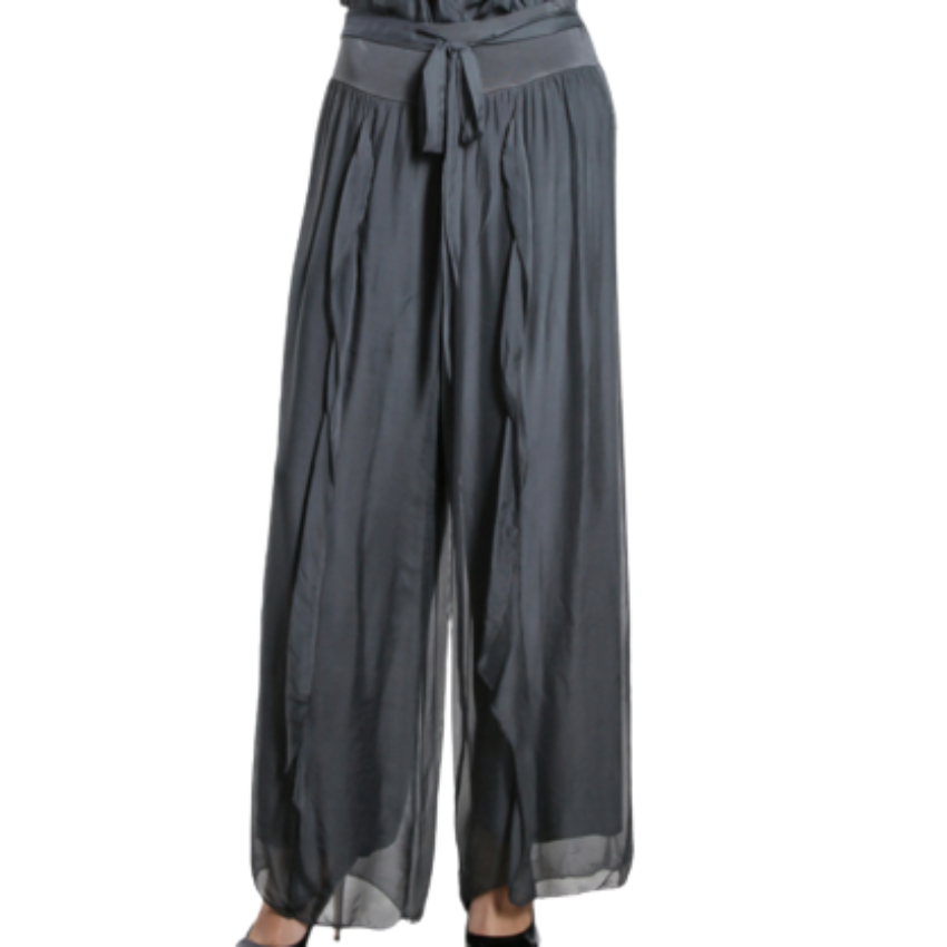 2988 Charcoal Grey Vera May Italian Silk Top