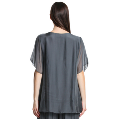 2988 Charcoal Grey Vera May Italian Silk Top