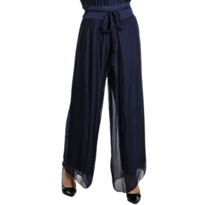 2988 Navy Vera May Italian Silk Top