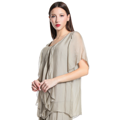 2988 Fango Vera May Italian Silk Top