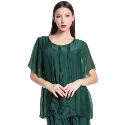 2988 Emerald Green Vera May Italian Silk Top