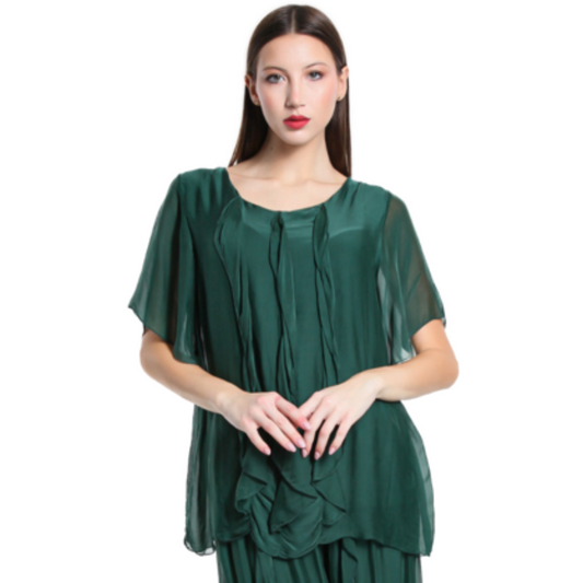 2988 Emerald Green Vera May Italian Silk Top