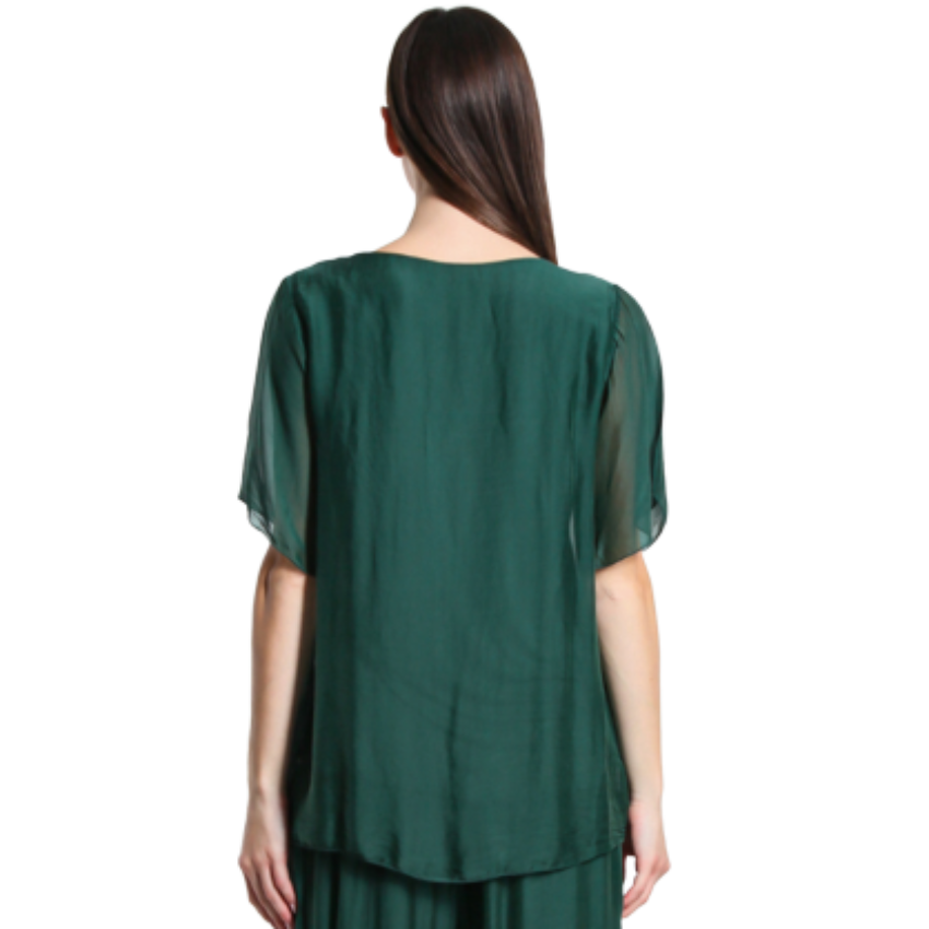 2988 Emerald Green Vera May Italian Silk Top