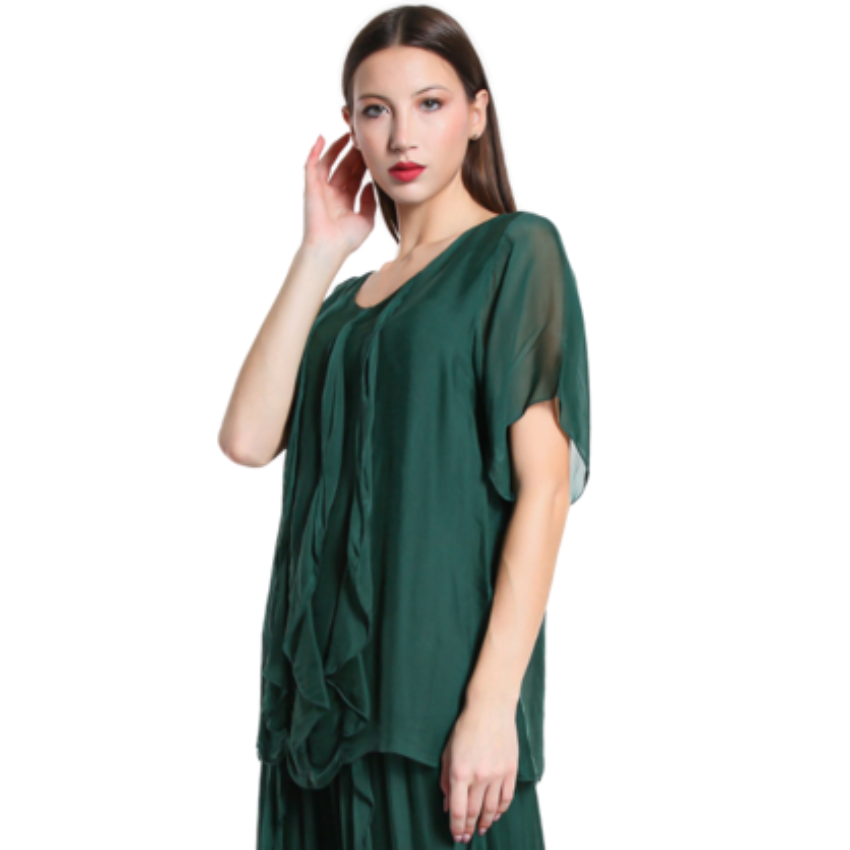 2988 Emerald Green Vera May Italian Silk Top
