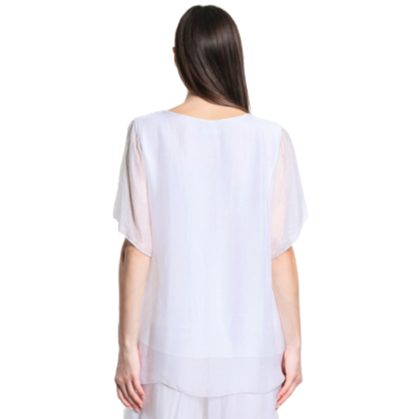 2988 White Vera May Italian Silk Top