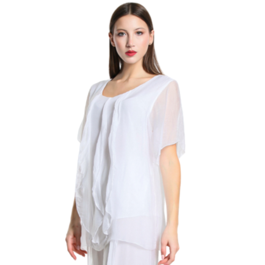 2988 White Vera May Italian Silk Top
