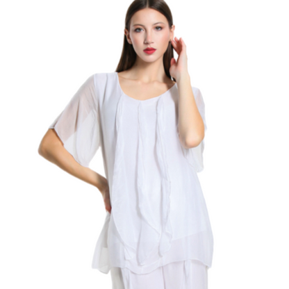 2988 White Vera May Italian Silk Top