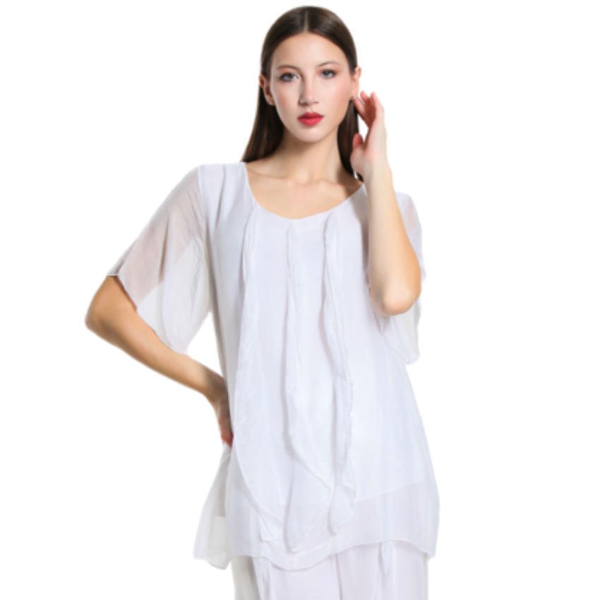 VERA MAY WHITE ITALIAN SILK PANT 2989