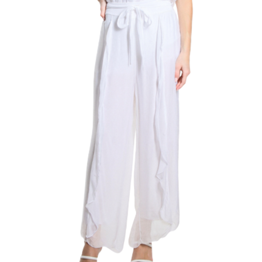 VERA MAY WHITE ITALIAN SILK PANT 2989