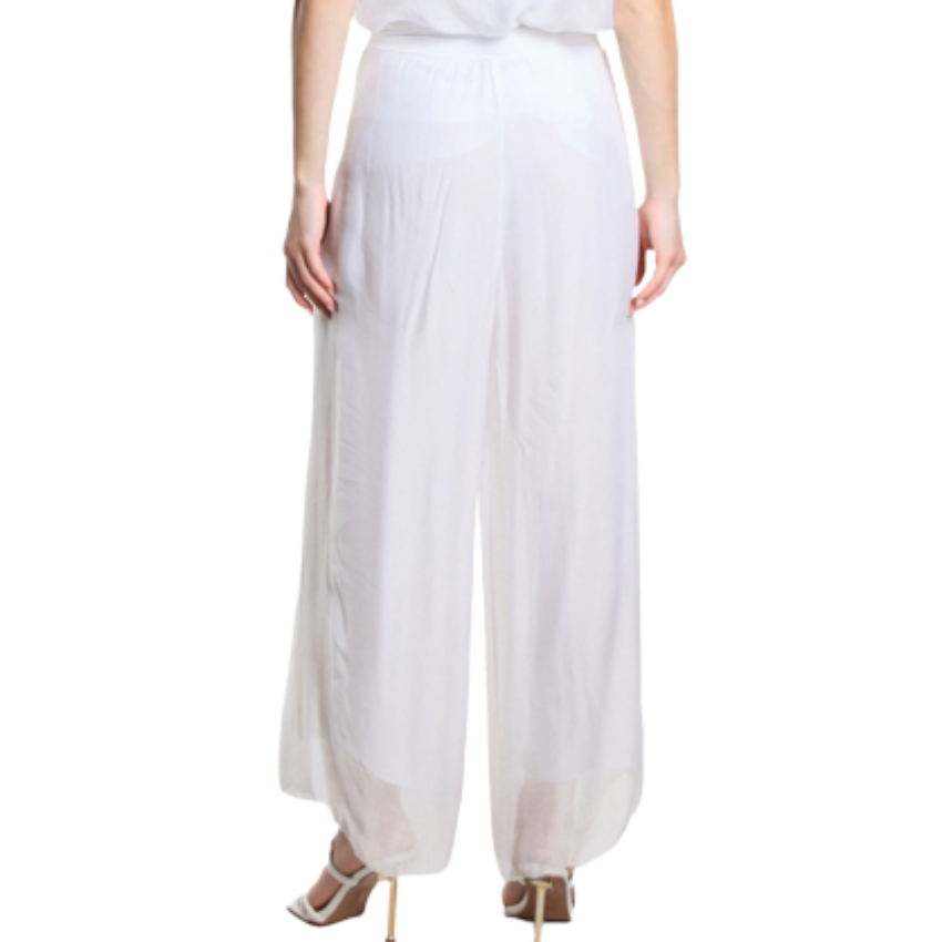 VERA MAY WHITE ITALIAN SILK PANT 2989