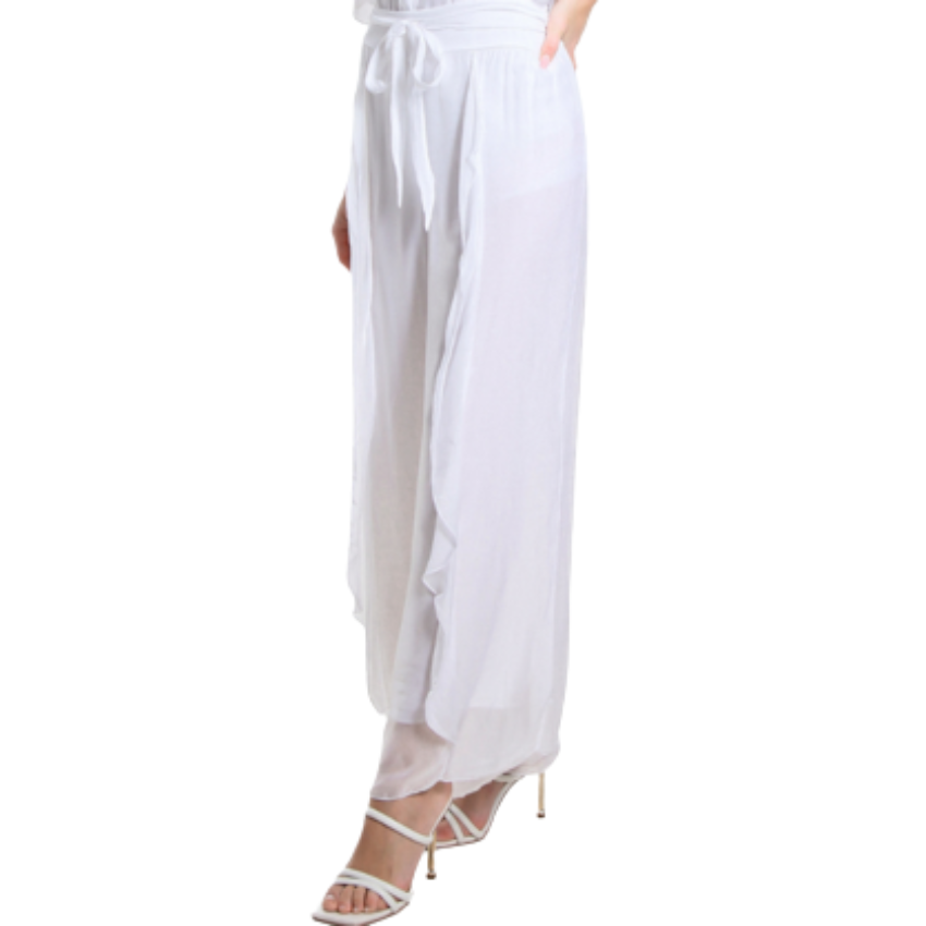 VERA MAY WHITE ITALIAN SILK PANT 2989