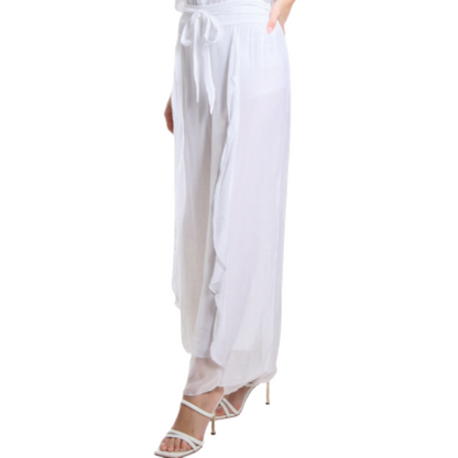 VERA MAY WHITE ITALIAN SILK PANT 2989