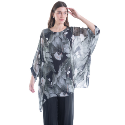VERA MAY BLACK ITALIAN SILK TOP 3171B