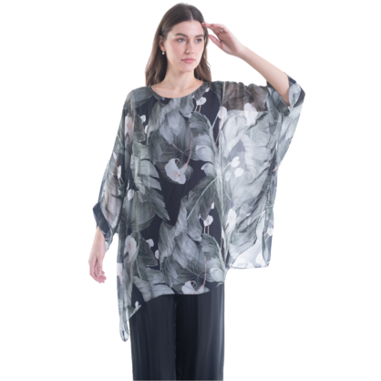 VERA MAY BLACK ITALIAN SILK TOP 3171B