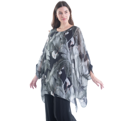 VERA MAY BLACK ITALIAN SILK TOP 3171B
