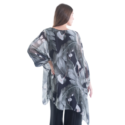 VERA MAY BLACK ITALIAN SILK TOP 3171B