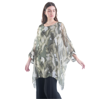 VERA MAY MILITARE/SAGE ITALIAN SILK TOP 3171B