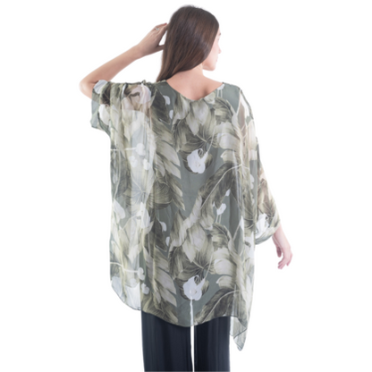VERA MAY MILITARE/SAGE ITALIAN SILK TOP 3171B