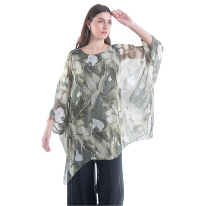 VERA MAY MILITARE/SAGE ITALIAN SILK TOP 3171B