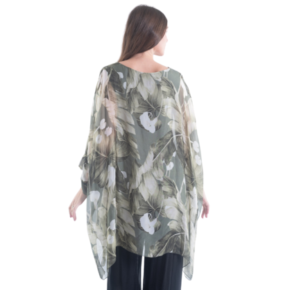 VERA MAY MILITARE/SAGE ITALIAN SILK TOP 3171B