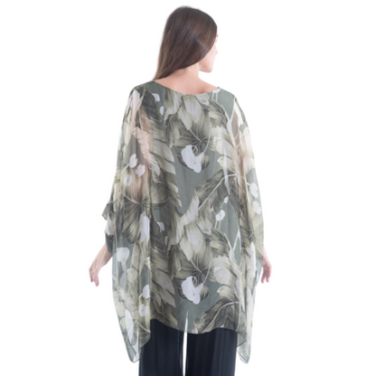 VERA MAY MILITARE/SAGE ITALIAN SILK TOP 3171B