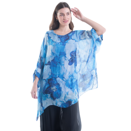 VERA MAY MAMARO BLUE ITALIAN SILK TOP 3171A