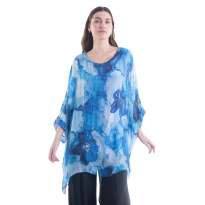 VERA MAY MAMARO BLUE ITALIAN SILK TOP 3171A