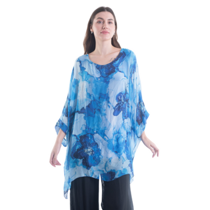VERA MAY MAMARO BLUE ITALIAN SILK TOP 3171A