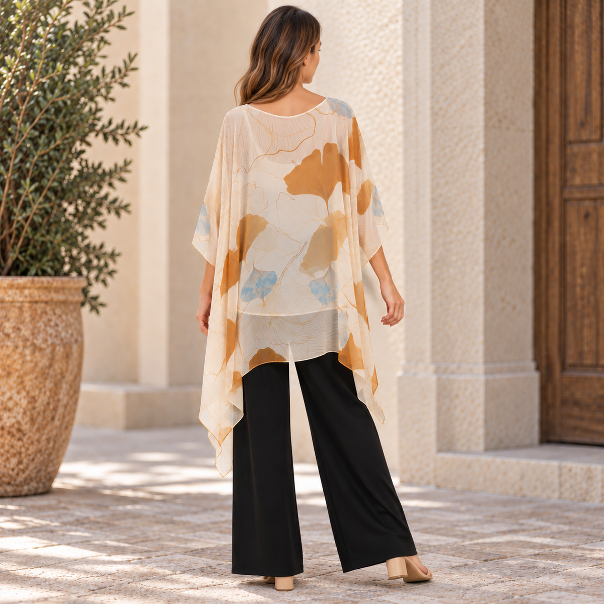 VERA MAY BEIGE ITALIAN SILK TOP 3666-1