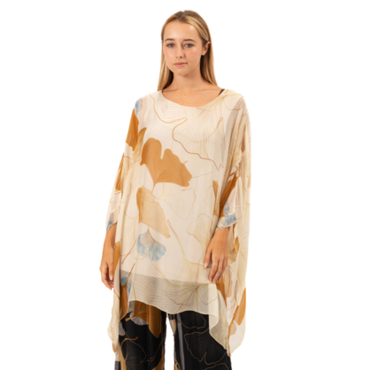 VERA MAY BEIGE ITALIAN SILK TOP 3666-1