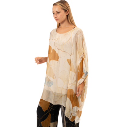 VERA MAY BEIGE ITALIAN SILK TOP 3666-1
