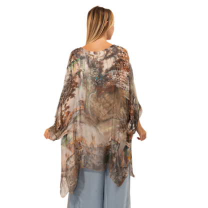 VERA MAY BEIGE ITALIAN SILK TOP 3666-2