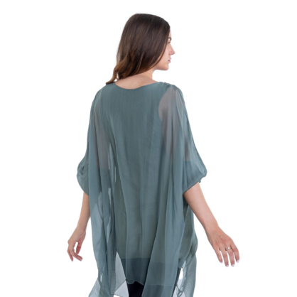 VERA MAY SAGE ITALIAN SILK TOP 3666