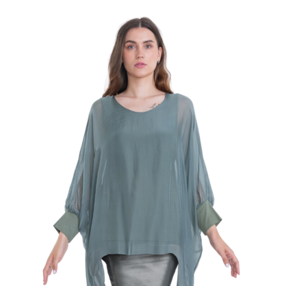 VERA MAY SAGE ITALIAN SILK TOP 3666