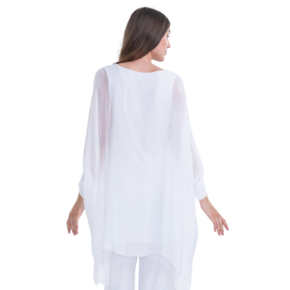 VERA MAY WHITE ITALIAN SILK TOP 3666