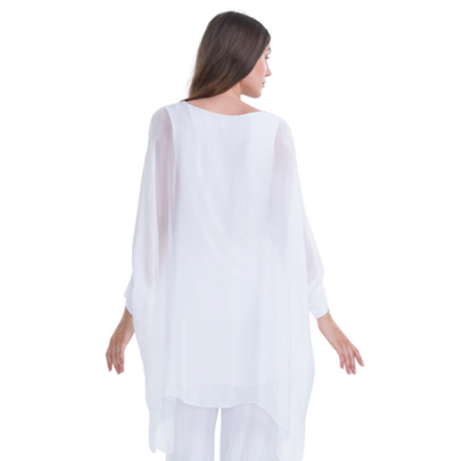VERA MAY WHITE ITALIAN SILK TOP 3666