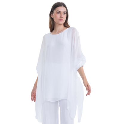 VERA MAY WHITE ITALIAN SILK TOP 3666