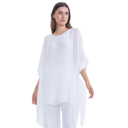 VERA MAY WHITE ITALIAN SILK TOP 3666