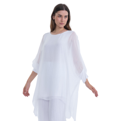 VERA MAY WHITE ITALIAN SILK TOP 3666