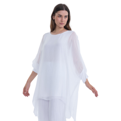 VERA MAY WHITE ITALIAN SILK TOP 3666