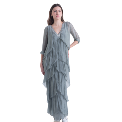 VERA MAY SAGE ITALIAN SILK DRESS 3922