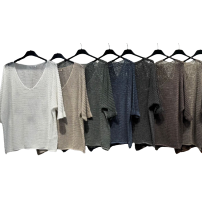 5003 ANTARTICE GREY ITALIAN LINEN TOP