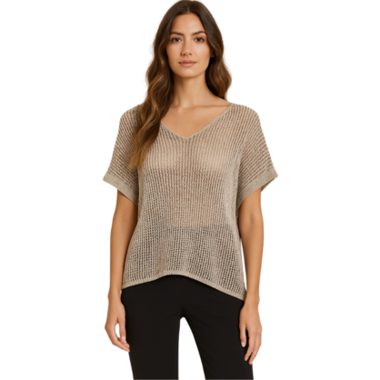 5003 BEIGE ITALIAN LINEN TOP