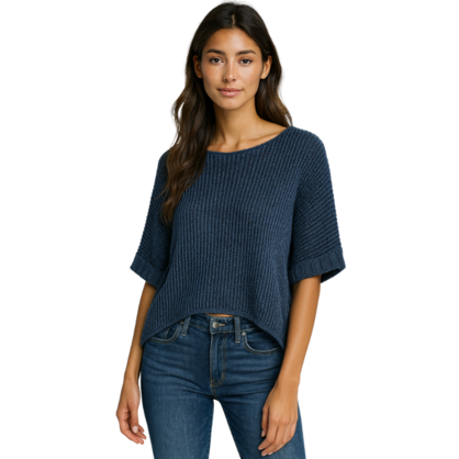 5003 BLUE ITALIAN LINEN TOP