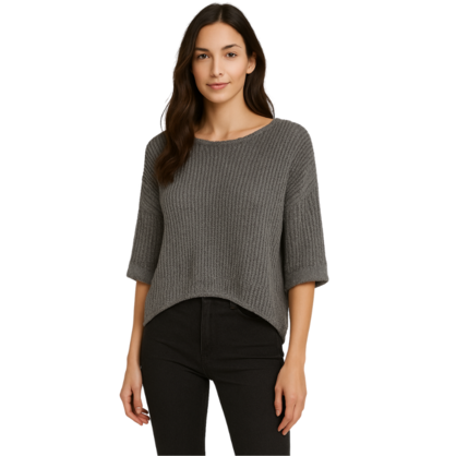 5003 ANTARTICE GREY ITALIAN LINEN TOP